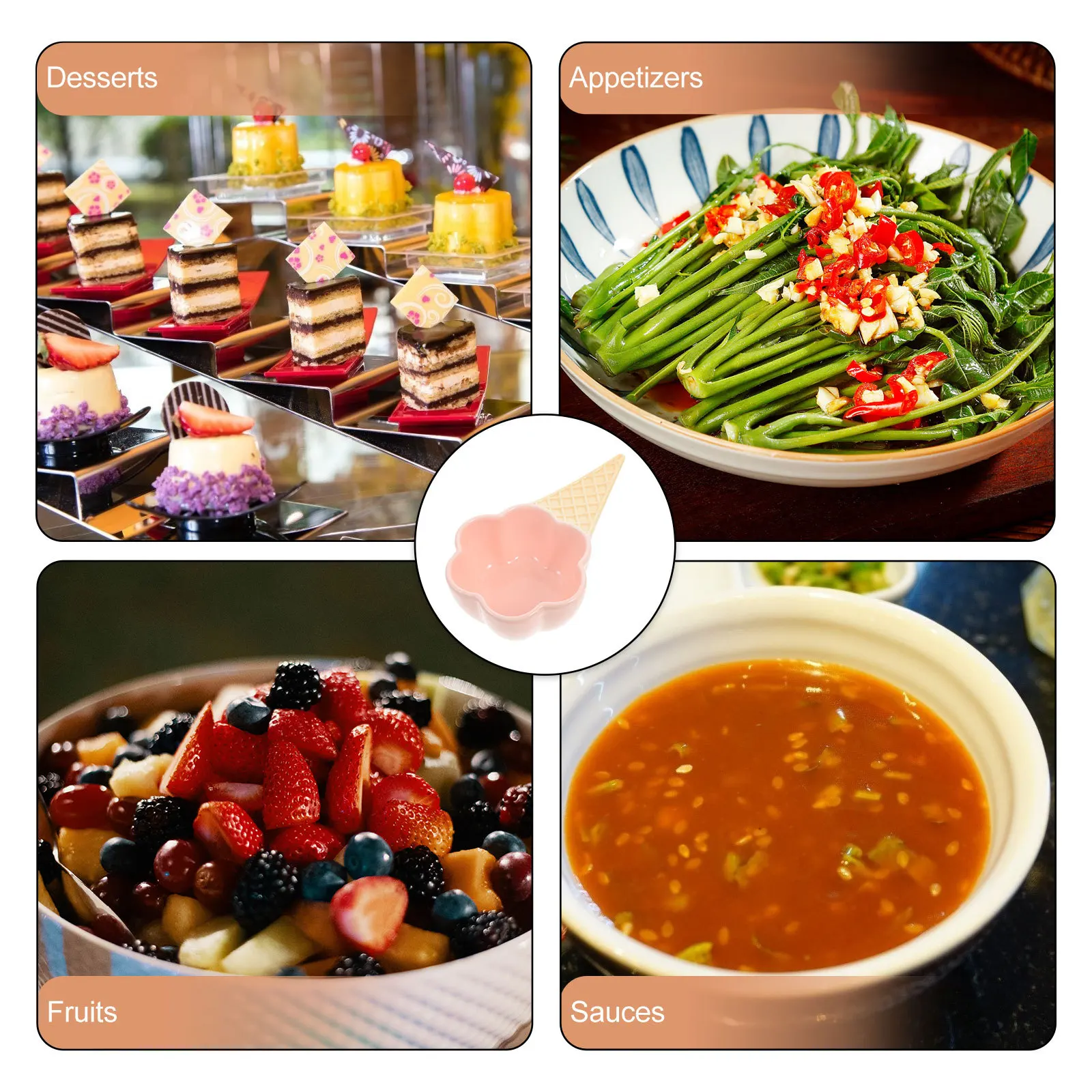 

Ceramic Ice Cream Shape Small Dipping Sauce Bowl Great for Soy Sauce Condiment Seasoning Serving Plate Porcelain