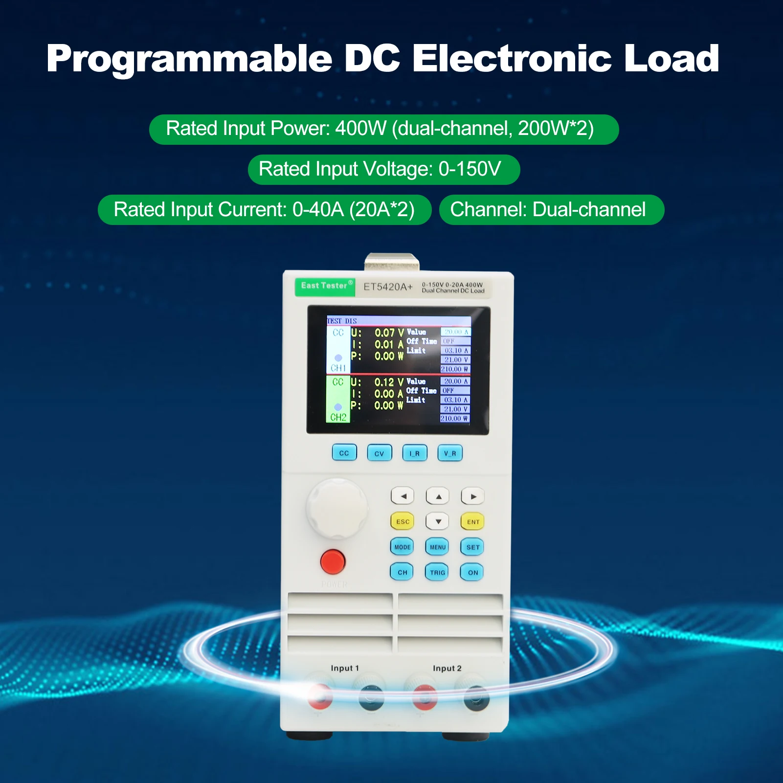 ET5420A+ Programmable DC Electronic Load 200W/400W 15A/40A Dual-channel Battery Capacity Internal Resistance Tester Power Test