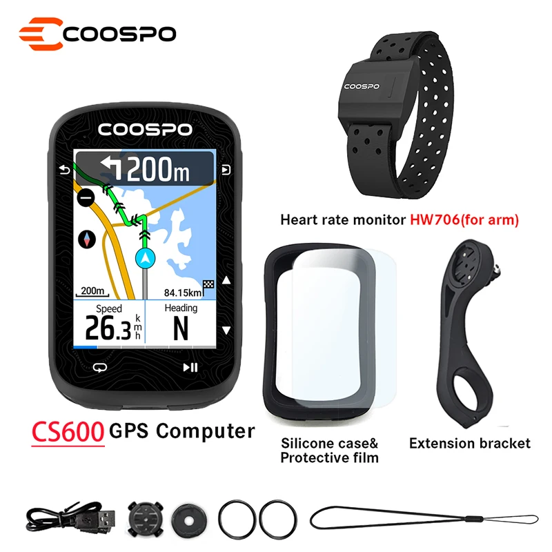 Coospo CS600 GPS-fietscomputer Fiets Kleurrijk touchscreen Snelheidsmeter Cyclus Digitale stopwatch Type-C Fietsen Kilometerteller