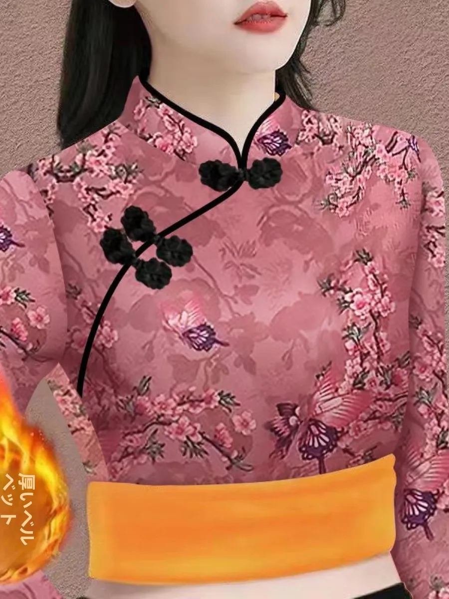 thiened-fce-long-sve-flag-dr-collar-mommy-clothes-winter-warm-women's-top-belly-covering-midlife-two-piece-set