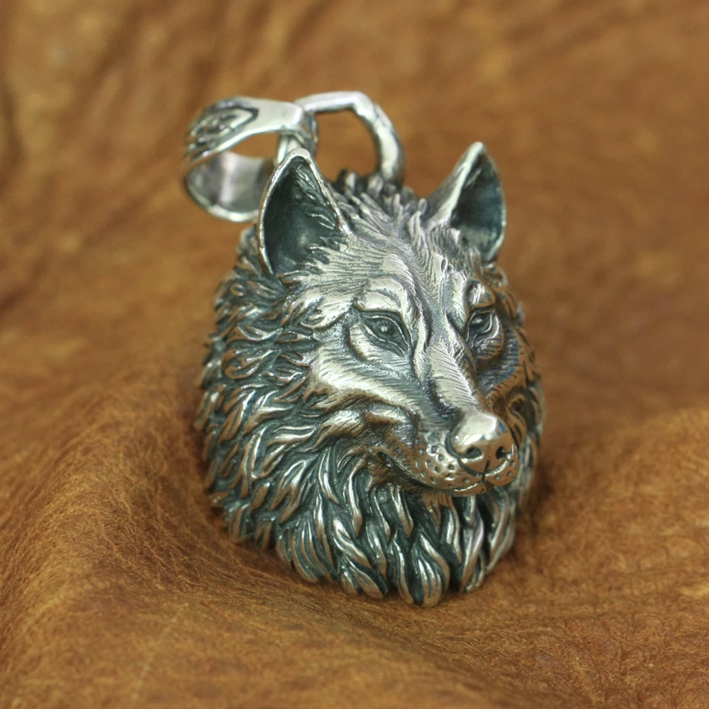 925 Sterling Silver Huge Wolf Pendant Punk Jewelry TA192 BZ