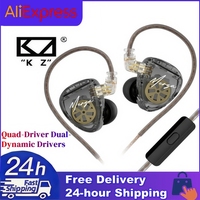 KZ Merga Quad-Driver HIFI in-Ear Wired Earphones Dual-Dynamic Drivers Sound Output High-Resolution Tuning with Detachable Cable