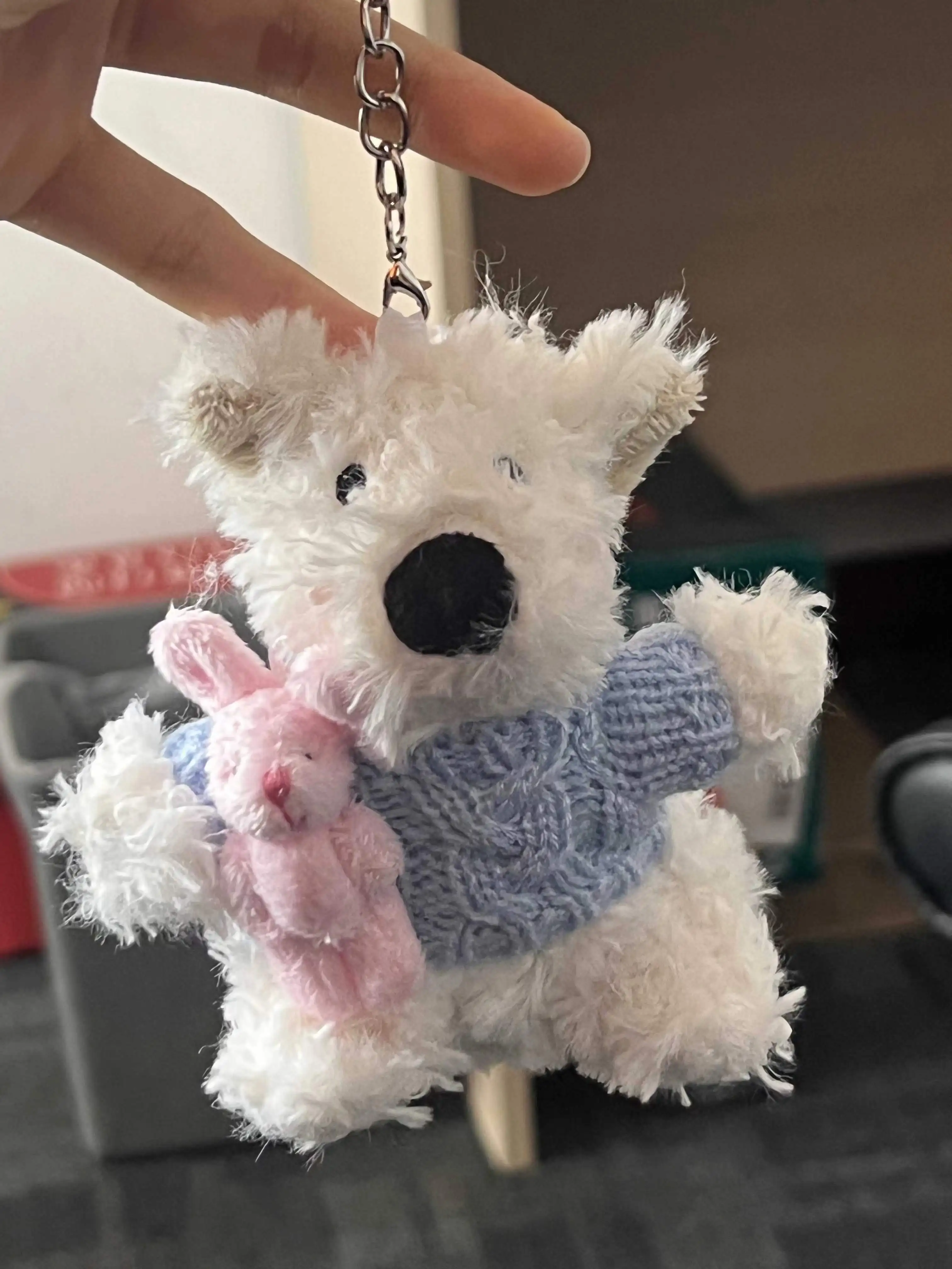 West Highland Dog. Dog Doll Key Chain Plush Toy Dog Cartoon Doll Cute Bag Book Bag Hanging Ornament Versatile Couple sisters