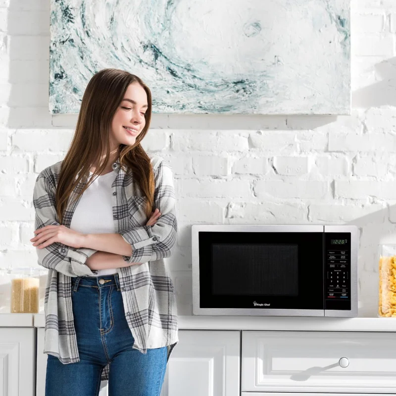 (UUX)Chef - Horno microondas para encimera de 0,9 pies cúbicos, encimera de cocina compacta o aparato para dormitorio para espacios pequeños, 900 Wat UQ