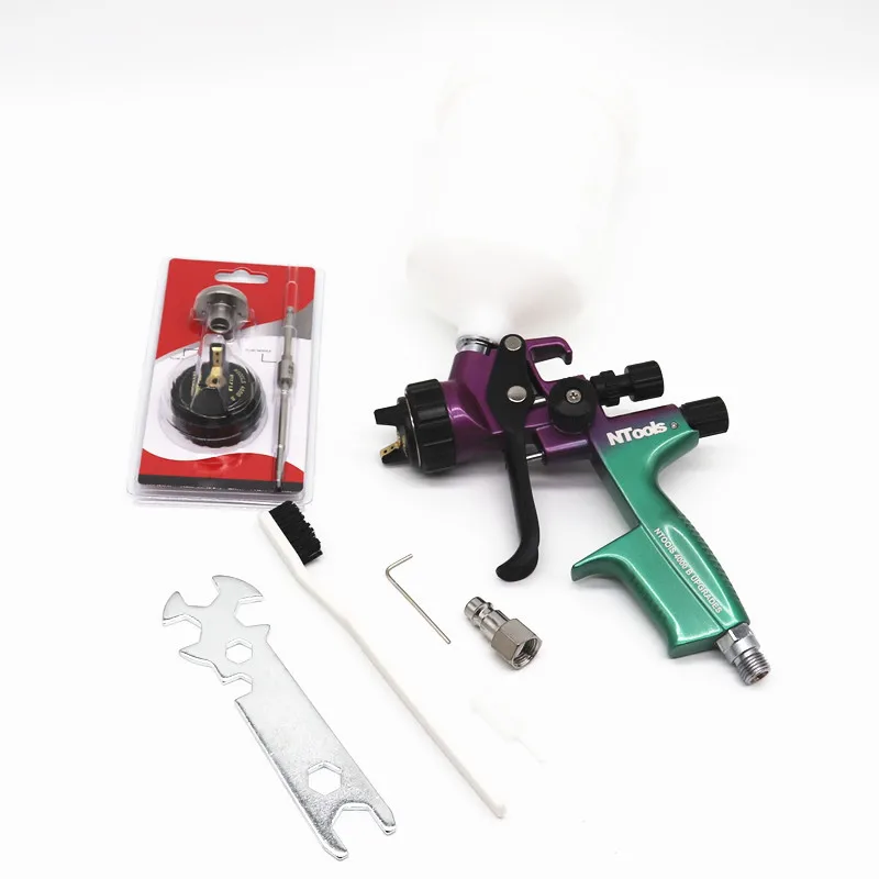 NTOOLS  4000B HVLP Spray Gun 1.3mmComes with 1.8 spare needle tip Stainless Steel Paint Sprayer Airbrush Car Body Painting Tool