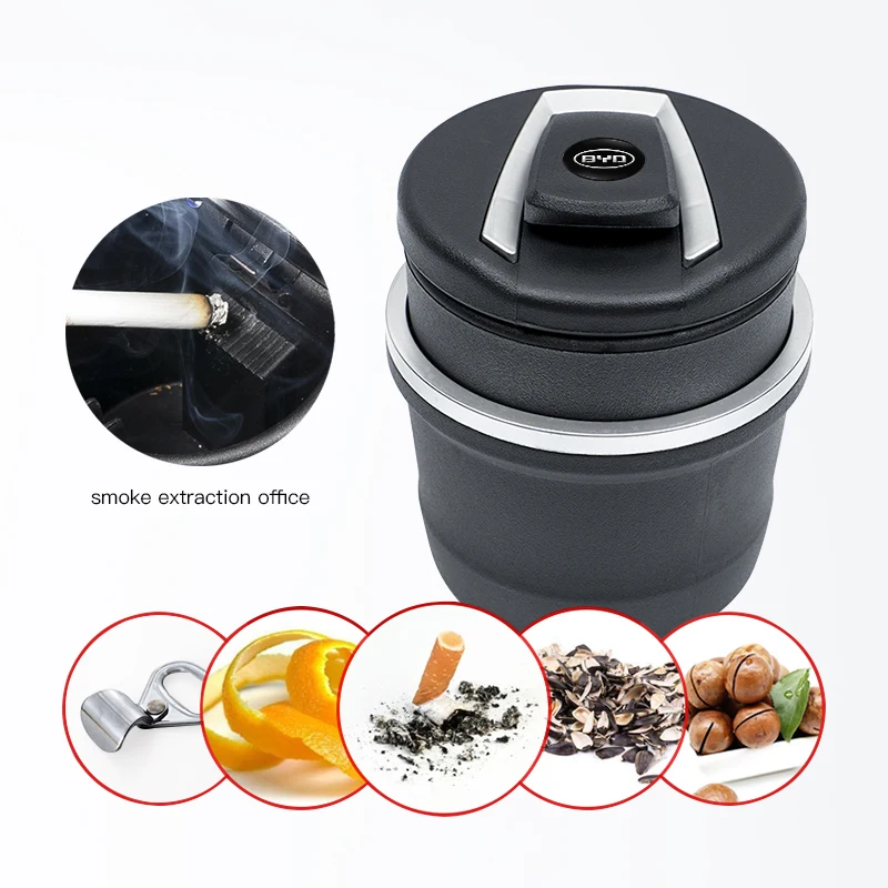 Car Cigarette Ashtray Cup LED Light Portable Detachable For BYD Tang F3 E6 Atto3 Yuan Plus Song Max F0 G3 I3 Ea1 Dmi 2din S7 E3