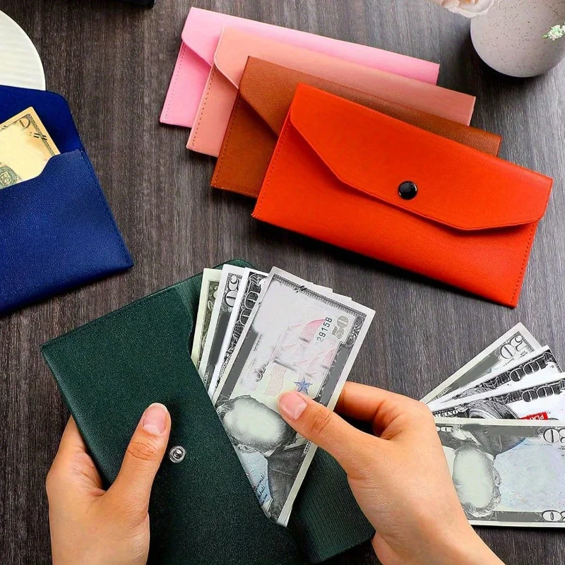 Minimalist PU Leather Long Wallet Ins Style Credit Card Holder Cash Storage Purse Card Bag for Men Women Daily Use