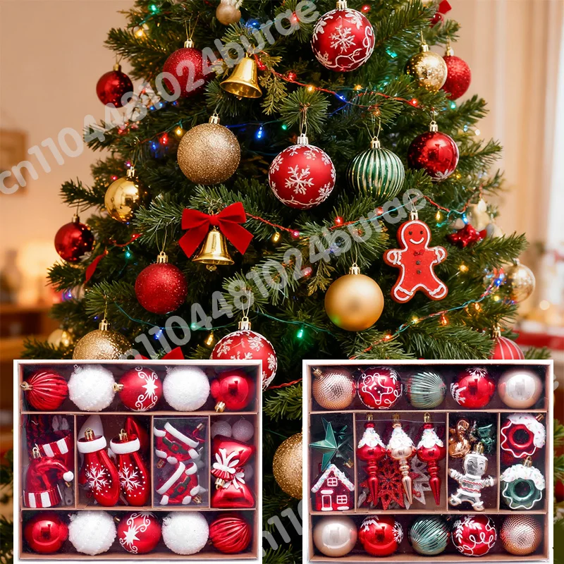 

45 шт., рождественские шары, украшения, подвесные подвески, пластиковые шаровые украшения, елочные украшения, подарок на Новый год