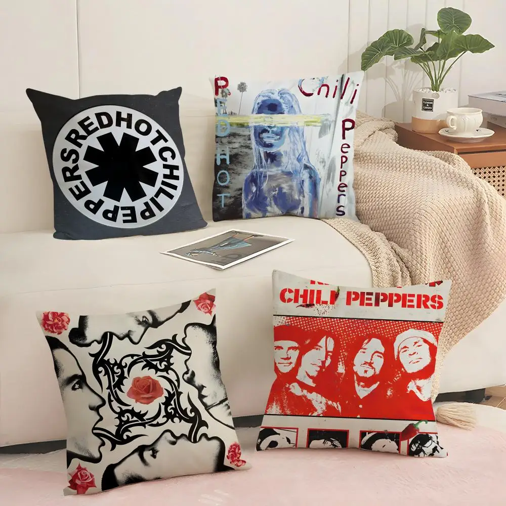 Funda de cojín Red Hot Chili Peppers, funda de almohada de felpa corta y sedosa con cremallera invisible a prueba de polvo para decoración del hogar