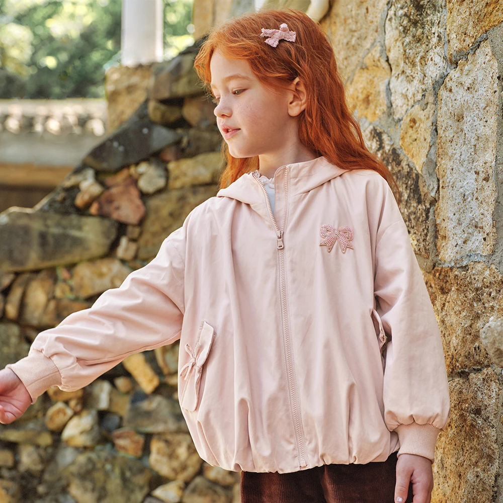 Dave Bella Girls Spring Autumn Jacket Coat for Children Outdoor Sports Hoodie Kids Outerwear Clothing Coat DK3263389