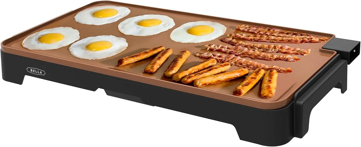 

XL Electric Ceramic Titanium Griddle, Make 15 Eggs At Once, Healthy-Eco Non-stick Coating, Hassle-Free Clean Up, Large Sub