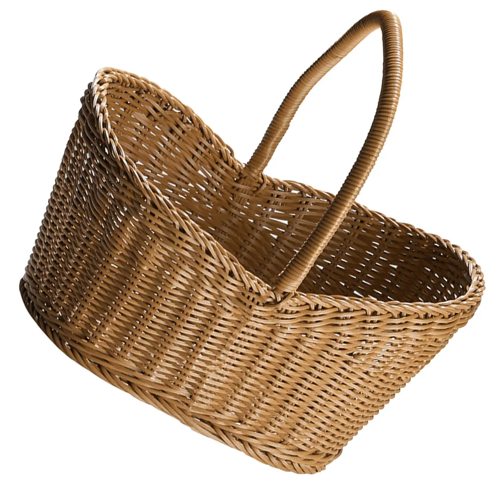 

Vegetable Rattan Shopping Basket Seagrass Storage Baskets Hamper Plastic Handles Gift Wrapping