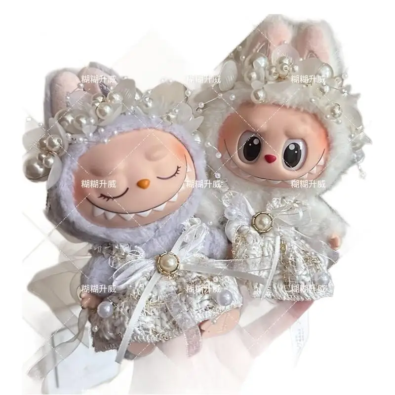 15-17 cm Labubu Baby Mini Doll'S Vestiti Outfit Accessori Per V1 V2 V3 Beige Piccola Gonna Profumata Perla Fascia Vestiti