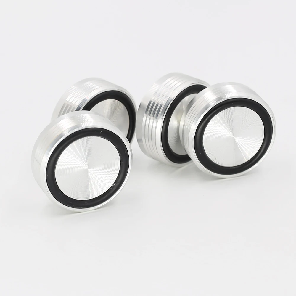 4Pcs HiFi Silver Ring Isolation Spikes Feet Pads 40x17mm Vibration Absorber Mats for Speaker Amplifier Turntable CD Player DAC