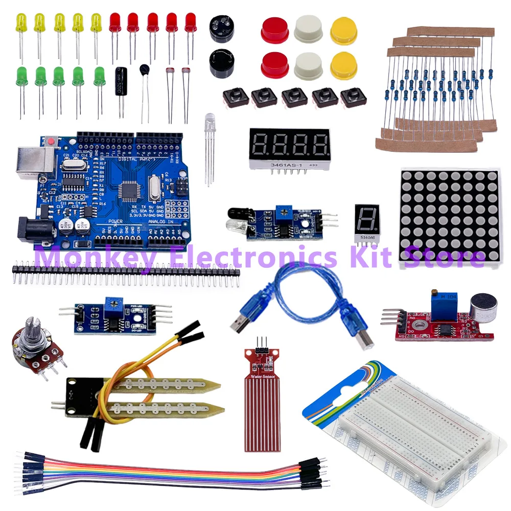 Tronc 400 Holes for Learning Development R3 Improvement Motherboard Sensor Resistor Potentiomete Breadboard LED Light  Kit Prima