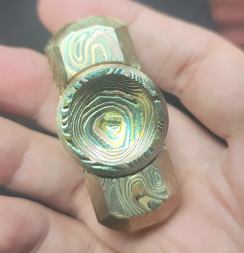 Used EDC njt nebu2.0 mokume spinner Fingertip gyroscope Decompression toys