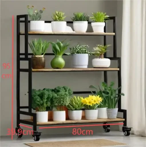 Multi story large space plant rack, simple balcony flower rack, living room multifunctional movable flower rack for home use