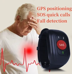 Elderly Watch For Seniors GPS Positioning SOS Phone  Sim Call Fall Detection Alarm Ringing Vibration Notice HR BP Auto Pick Up