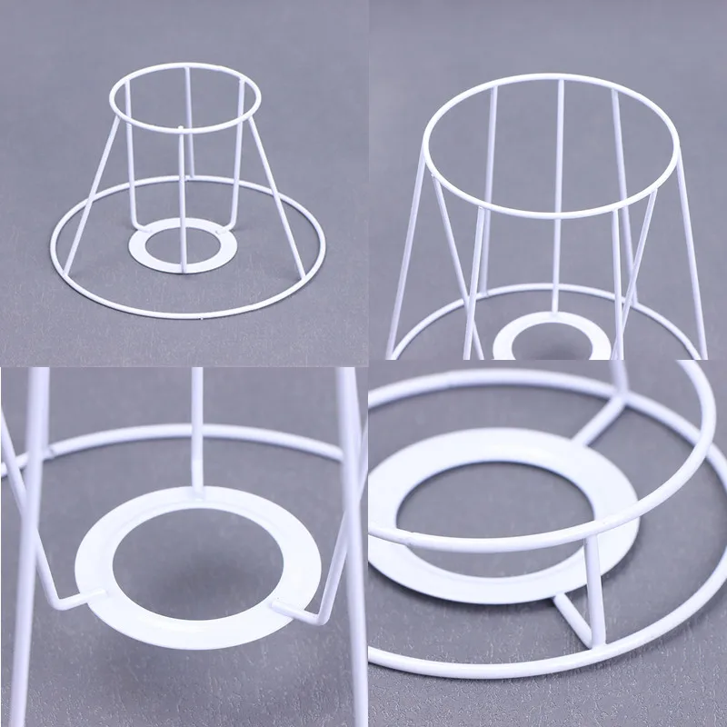 Lamp Lampshade Shade Wire Frame DIY Guard Ring Light Cage Holder Bulbpendant Drum Table Metal Vintage Cover Round Ceiling Iron