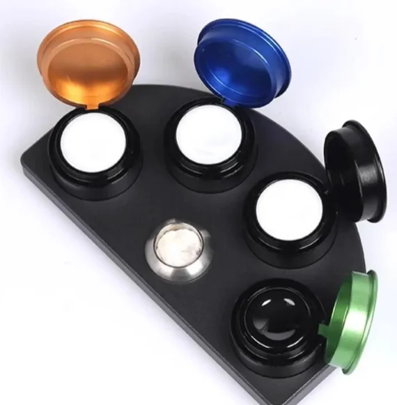 Watch Oil Dip Oiler Stand Die Cast 5 Oiler Dishes Cups with Cover Watch Repair Lubricants Oil Grease Storage Tool for Watchmaker
