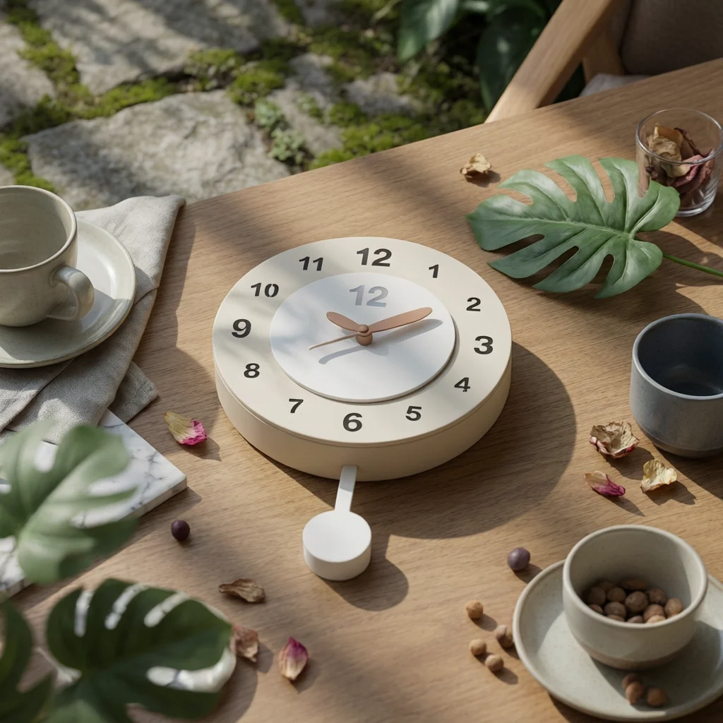 Cream Design Wall Timepiece Decorative Wood Grain Wall Timepiece Home Decor Battery Operated Easy to Read for Living Room