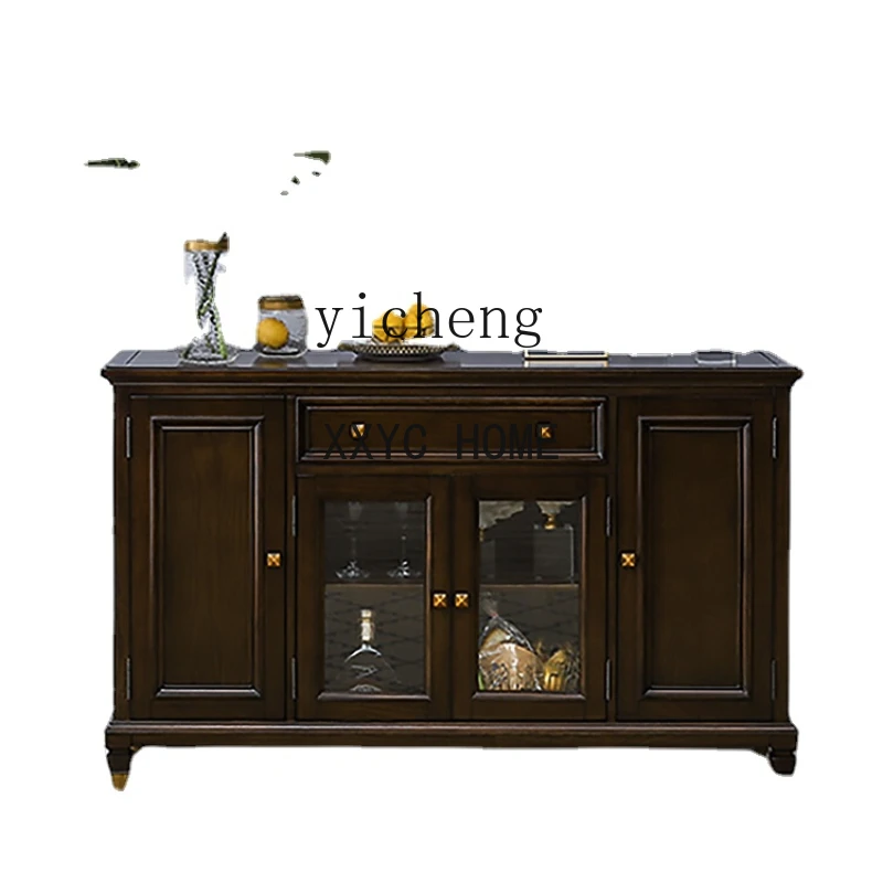 

Light Luxury Solid Wood Sideboard Cabinet Walnut Vintage Ash Wood Kitchen Dining Cupboard