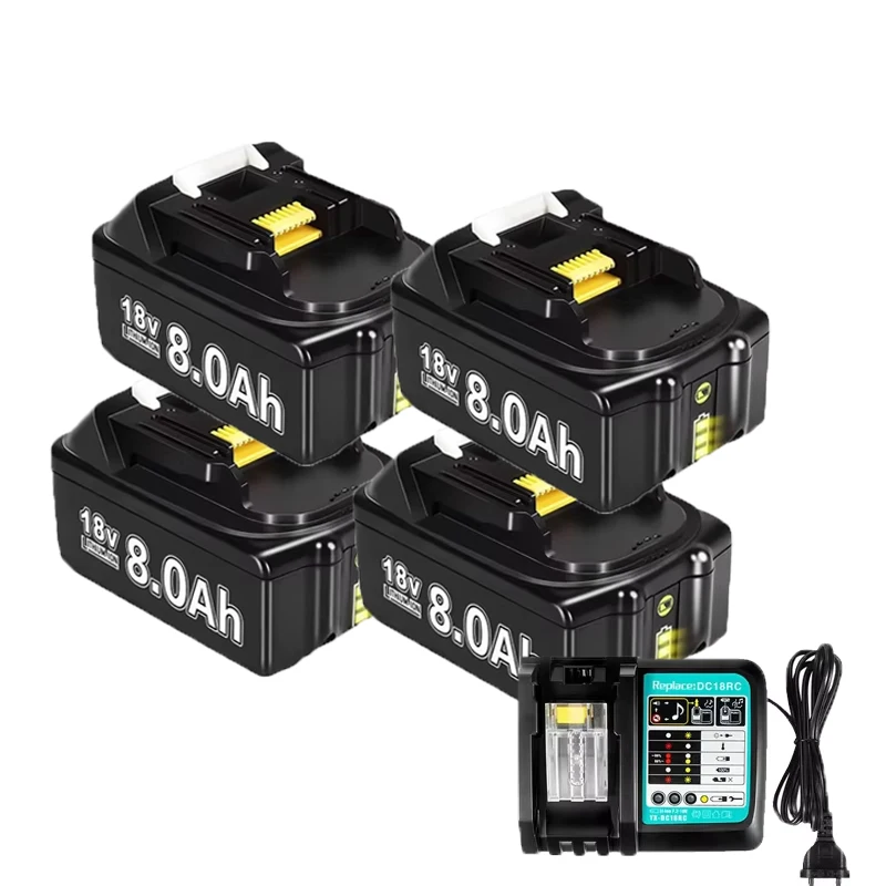 18V 8000mAh Akku für Makita BL1830 BL1815 BL1860 BL1850 BL1840B Akku-Elektrowerkzeuge, wiederaufladbarer Akku mit ﻿ 4A 6A Ladegerät