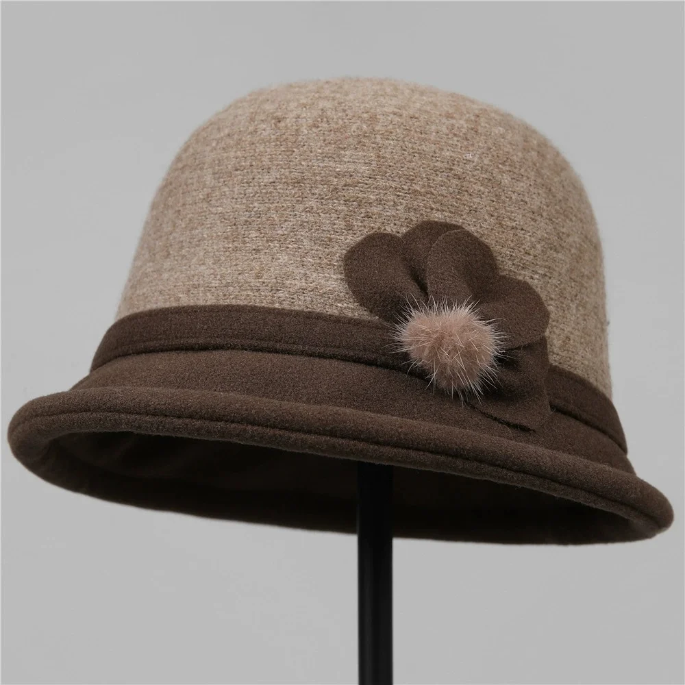Spring and Autumn Women's Warm Hat All-match Bow Top Hat Mother Fisherman Cap Shopping Casual Basin Cap