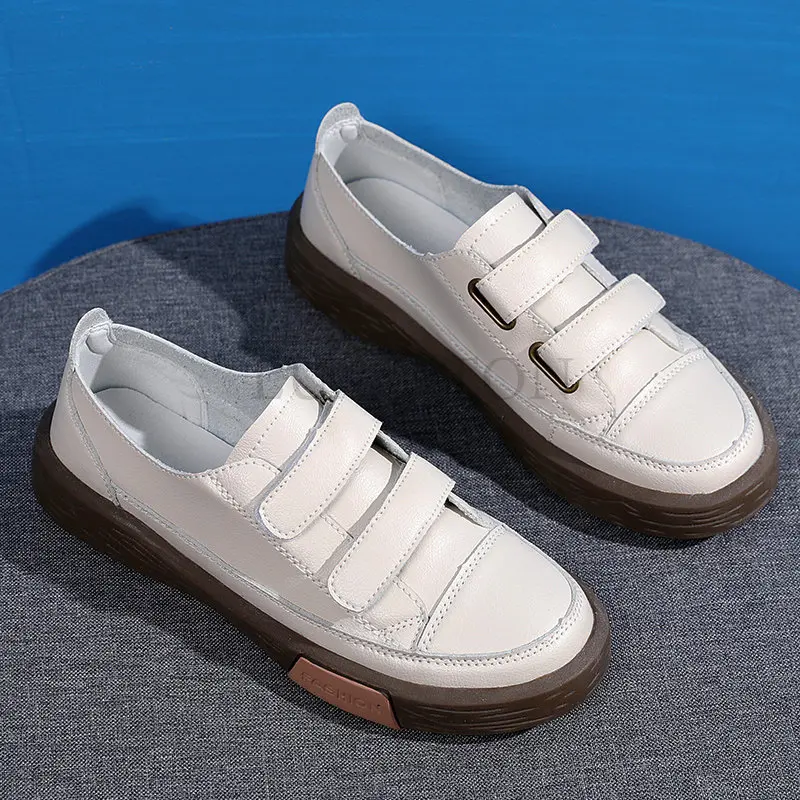 Women Flats Lace Up Female Walking Shoes Genuine Leather Slip-On Non-slip Solid Mujer Women Sneaker Comfortable Casual Shoes