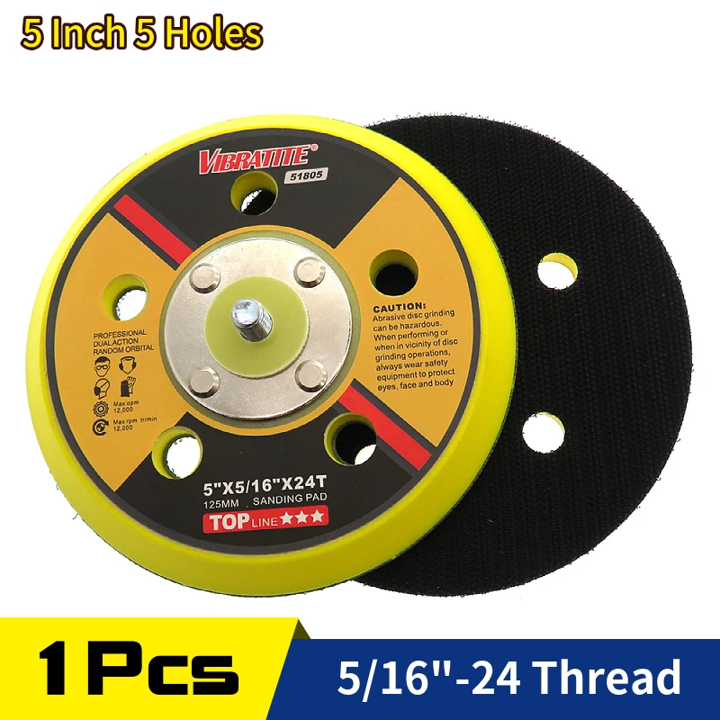 5 Inch Dual-Action Hook & Loop Molded Urethane Flexible Backing Plate for Random Orbital Sander Car Polisher