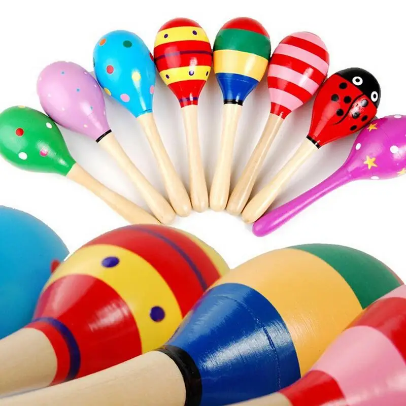 Sonajeros de mano Maraca de madera para bebé, recuerdo de fiesta Musical para niño, coctelera para bebé, instrumento Musical de percusión, novedad de 2022