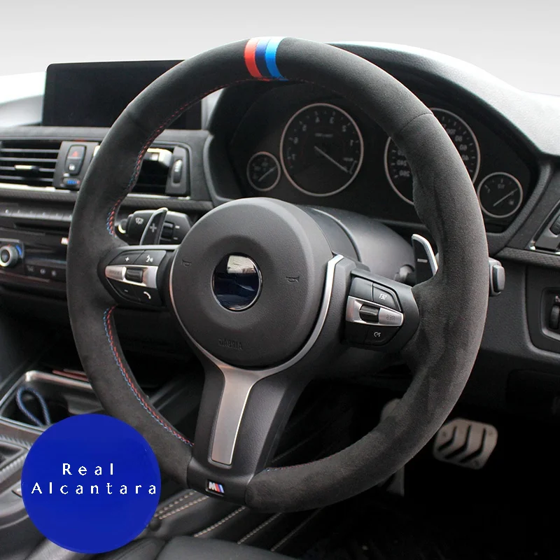 Real Alcantara Braiding Steering Wheel Cover for BMW M Sport F30 F31 F34 F10 F11 F07 F45 F46 F22 F23 M235i M240i Car Accessories