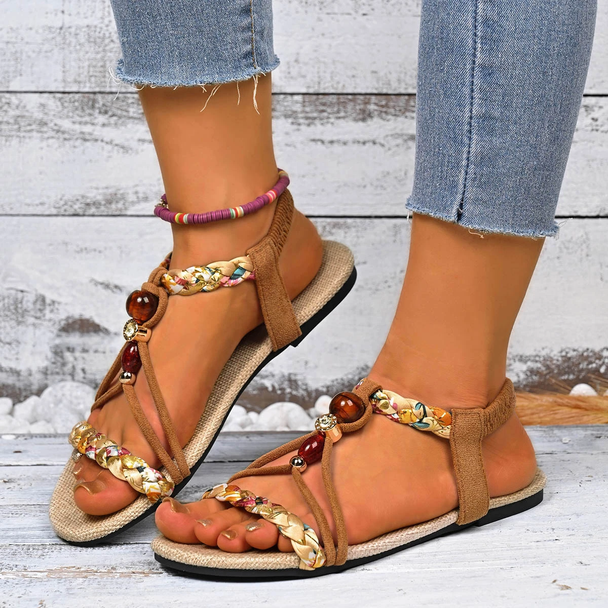 Women Flat Sandals 2025 New Summer Trend Fashion Comfortable Lightweight Sandals Non-slip Beach Shoes Women Sandalias Mujer