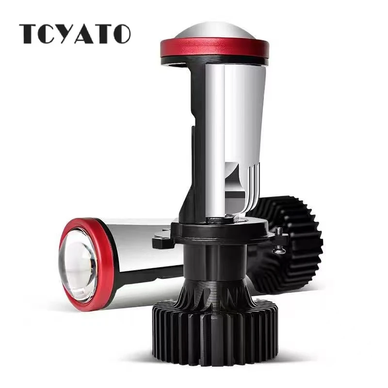 Tcyato 2 peças h4 led farol mini lente do projetor lâmpada de carro csp luz turbo ventilador 12v 6000k branco diodo automático