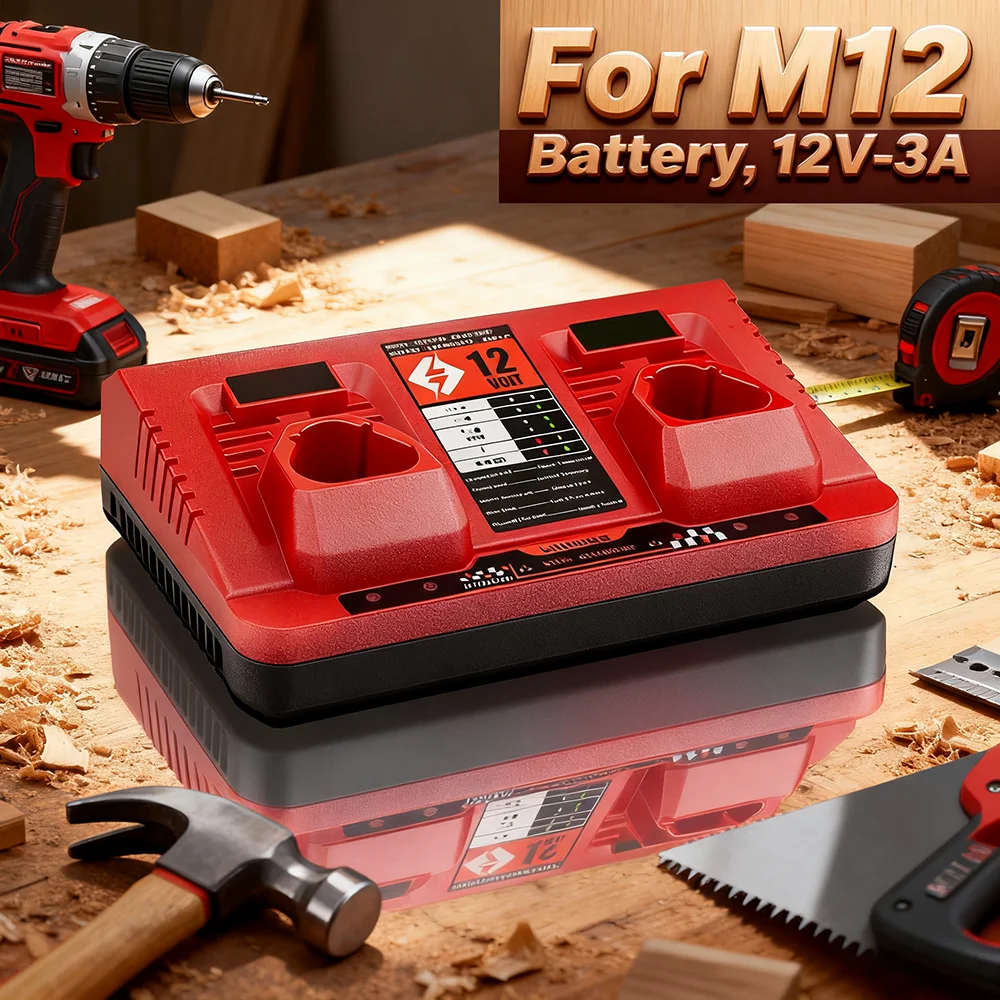 

Replace 3A 12V 14V 18V Rapid Fast Li-Ion Charger Fit For Milwaukee M12-M18 Dual Port Multi-Voltage Lithium-Ion Battery M12 M18