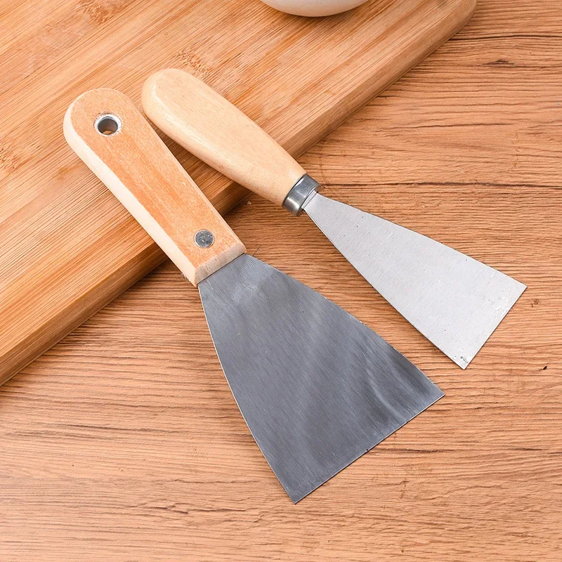 Stainless Steel Putty KnifeWood Handle Drywall Plastering Scraper Shovel Construction Tools