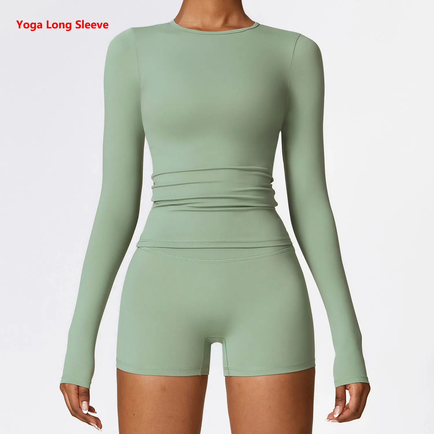 Dames Yoga T-shirts Effen Sporttop Lange mouw Gym Workout Hardloopshirts Sexy Blootgestelde Navel Sneldrogend Fitness Gym Sportkleding