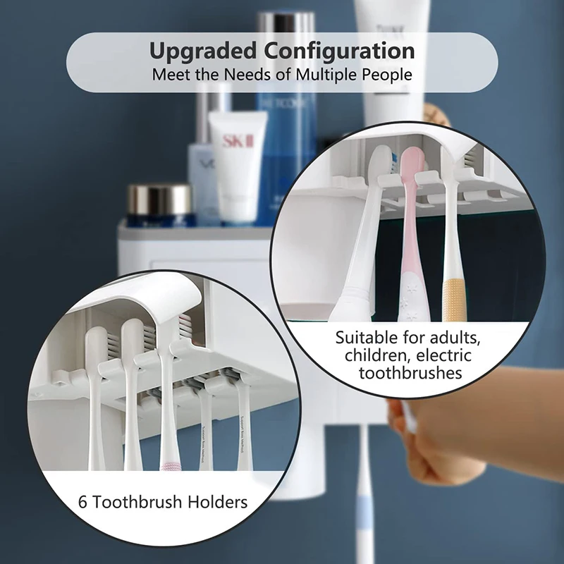 WIKHOSTAR Multifunction Toothpaste Dispenser Magnetic Adsorption Inverted Toothbrush Holder Storage Rack Bathroom Accessories