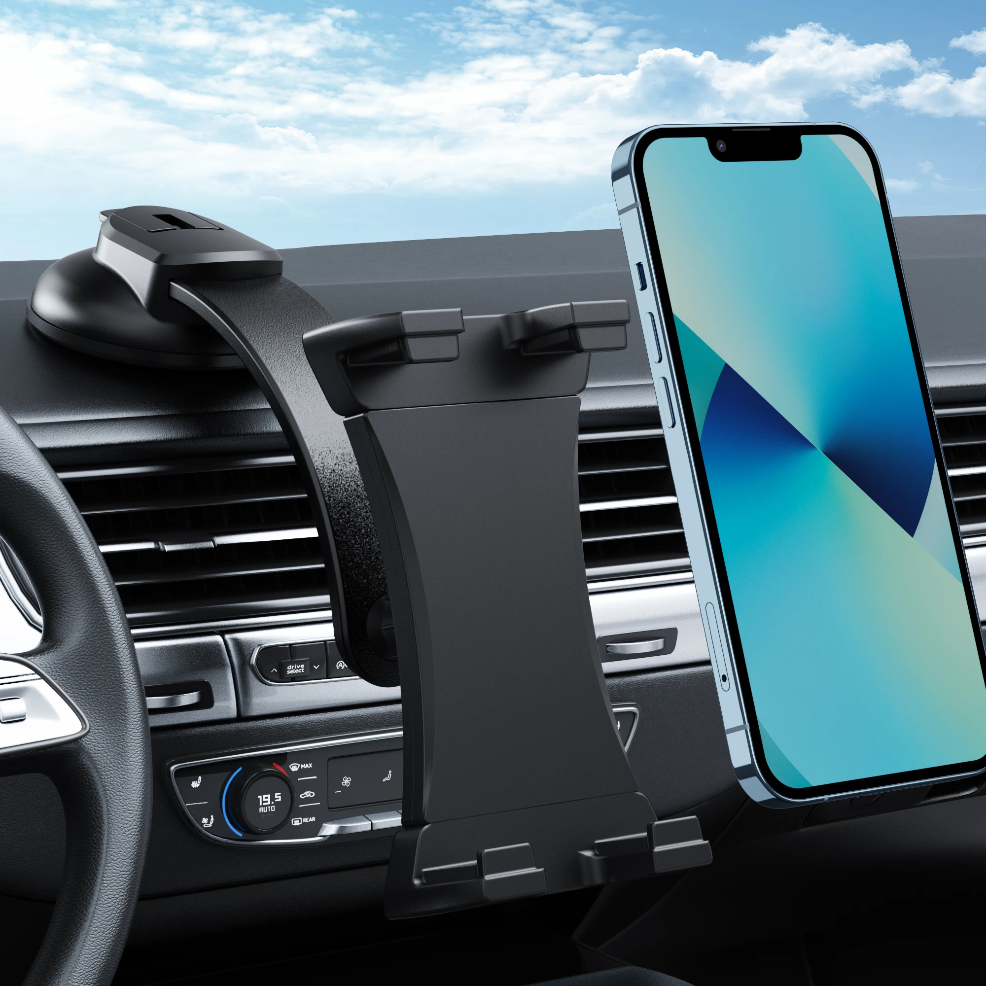 Tablet Holder for Car Dashboard, Suction Cup Windshield Mount for iPad, Samsung Tab, Android Tablets and Smartphones Dash Stand