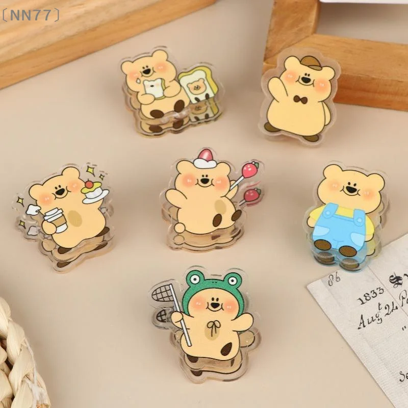 〔NN77〕6Pcs Cartoon Bear Decorative Clamp Bookmark Clip Waterproof Lightweight Office Paper Clamp Gift〔W7〕