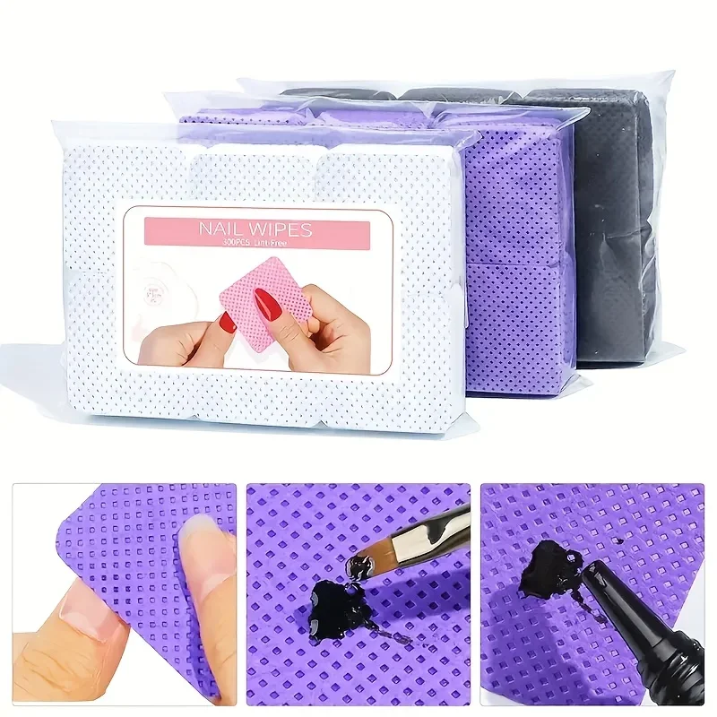 300-900pcs Lint-Free Nail Polish Remover Gel, Cuticle Wipes & Pads for Manicure Pedicure Absorbent and Disposable Cleaning Tools