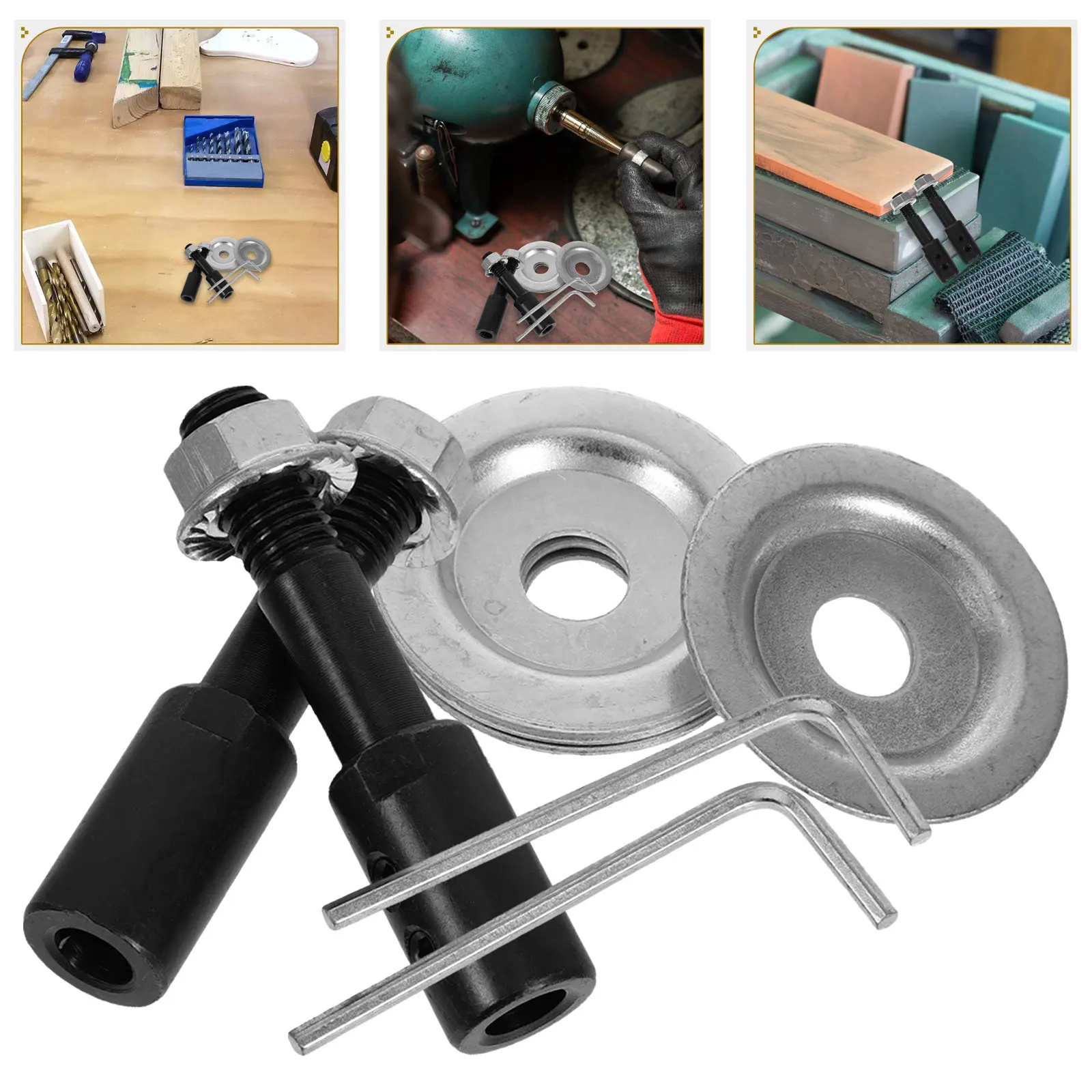 

2Sets Bench Grinder Shaft Extension Arbor for Grinding Wheel Polishing Rod Motor Accessory Heavy Duty Steel Rotary Extension