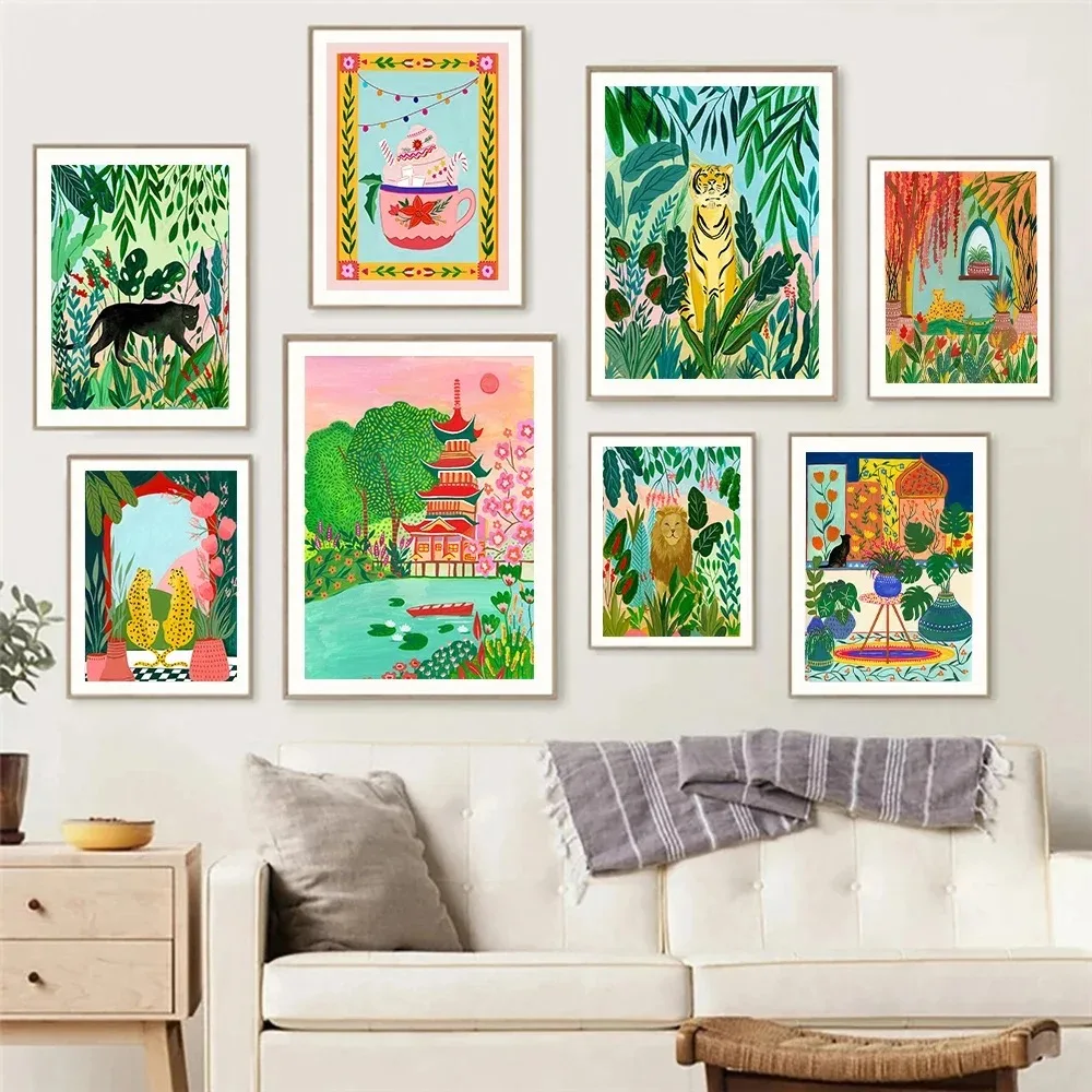 Scandinavian Simple Wall Art Egypt Morocco Travel Tropical Jungle Animals Canvas Poster Print Home Bedroom Living Room Decor
