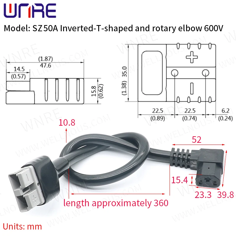 SZ50A Inverted-T-shaped And Rotary Elbow Connector Wiring Terminal Plug Charging Socket Port Energy Storage Battery Interface