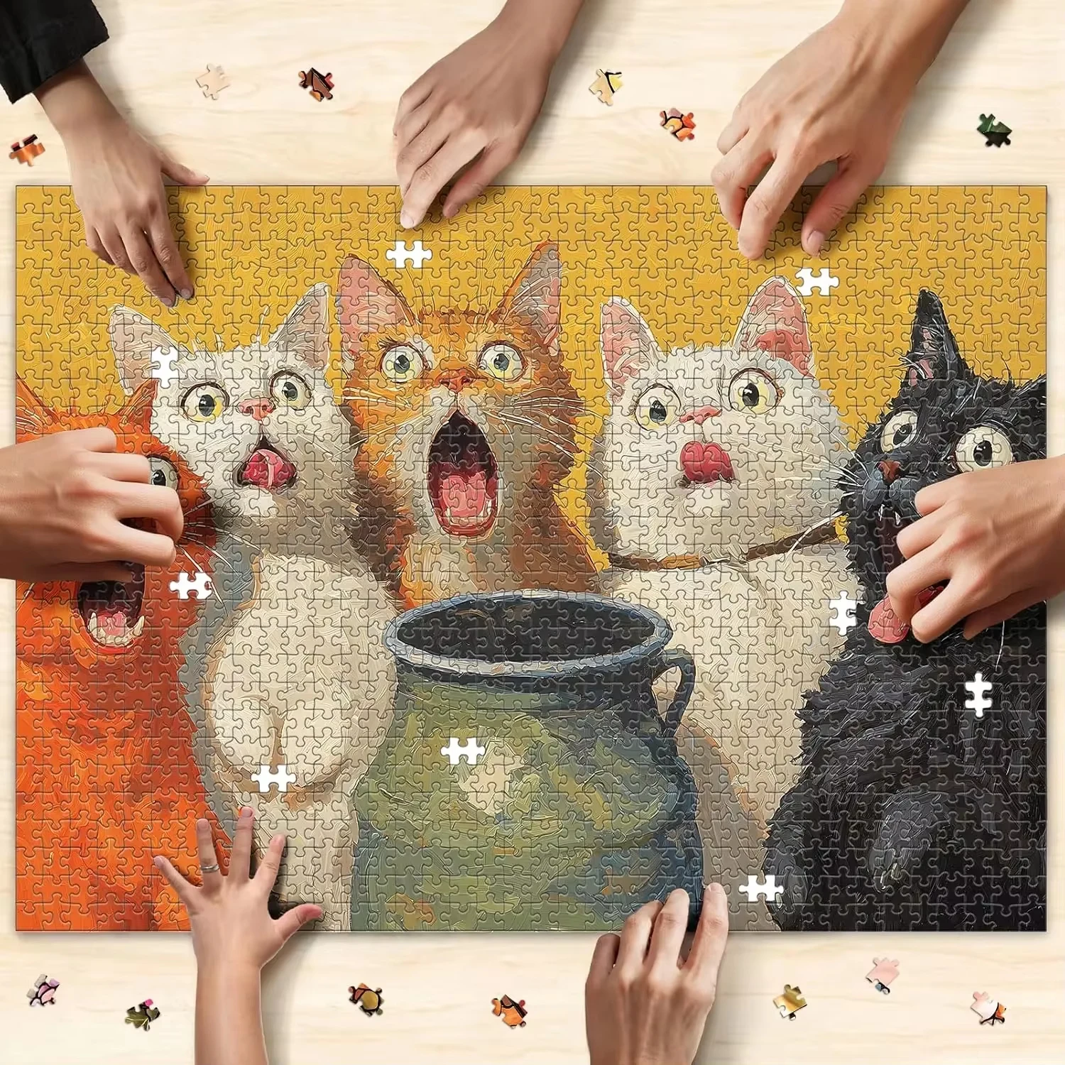 

Surprised Cats Painting 1000/500/1200/2000 Piece Jigsaw Puzzle Home Decor for Adult Game Family Fun Puzzles Educational Toys