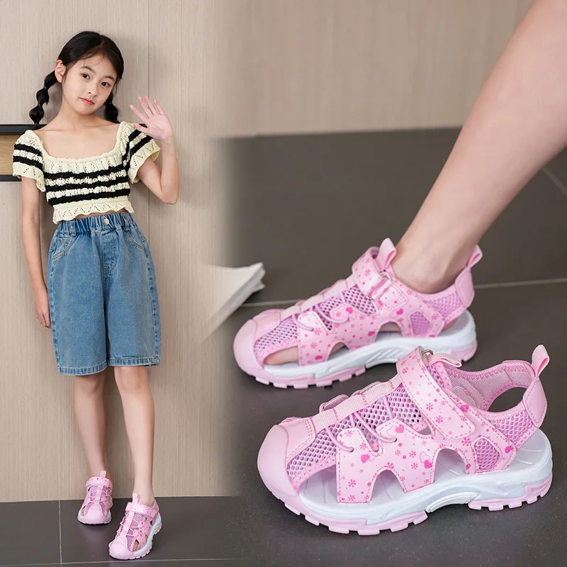 Summer Fashion Girls Children Sandals Cut-Outs Sports Casual Kids Beach Shoes EVA Soft Sole Non-Slip Size 28-37