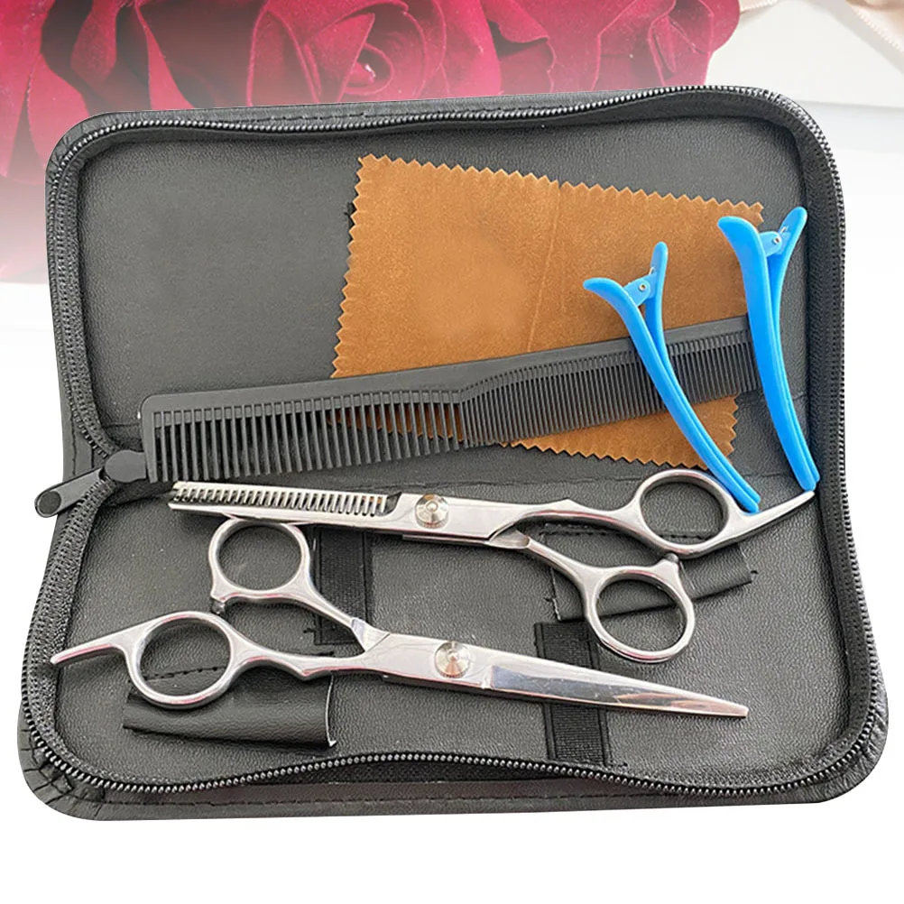 

1Set Hairdressing Scissors Stainless Steel 6-Inch Teeth Cut Straight Cut Comb Hair Clips Storage Bag Hair Styling Tools Barber