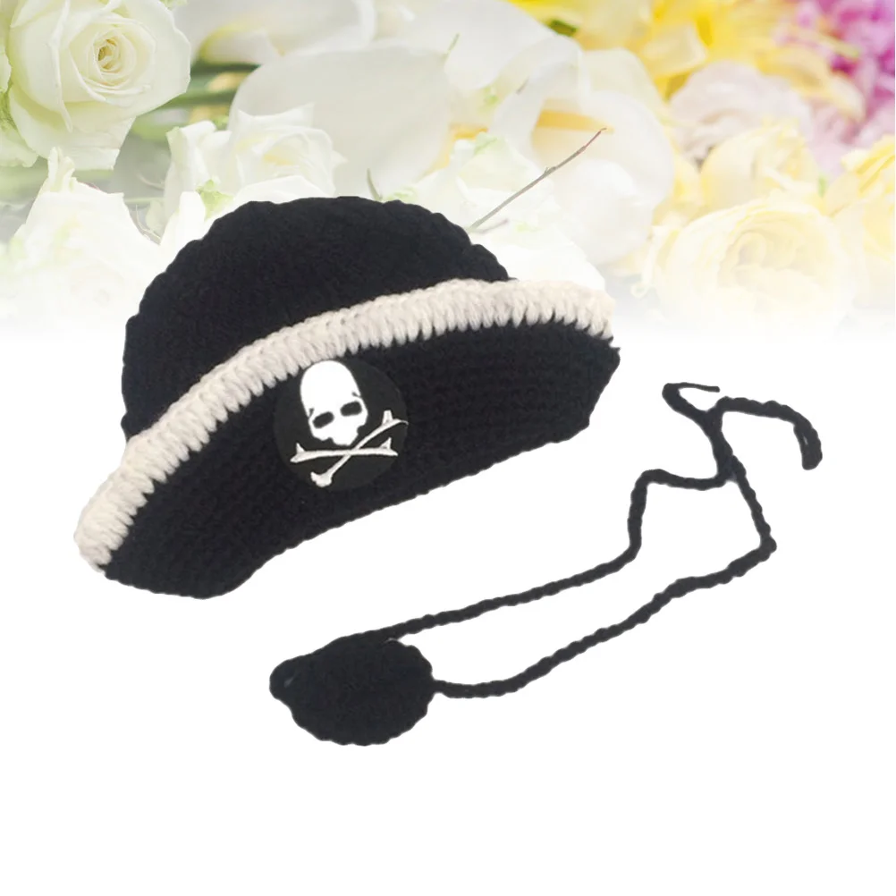 

Newborn Baby Pirate Hat Handmade Crochet Knit Black Costume Photography Prop Super Soft Breathable Photography Accessory