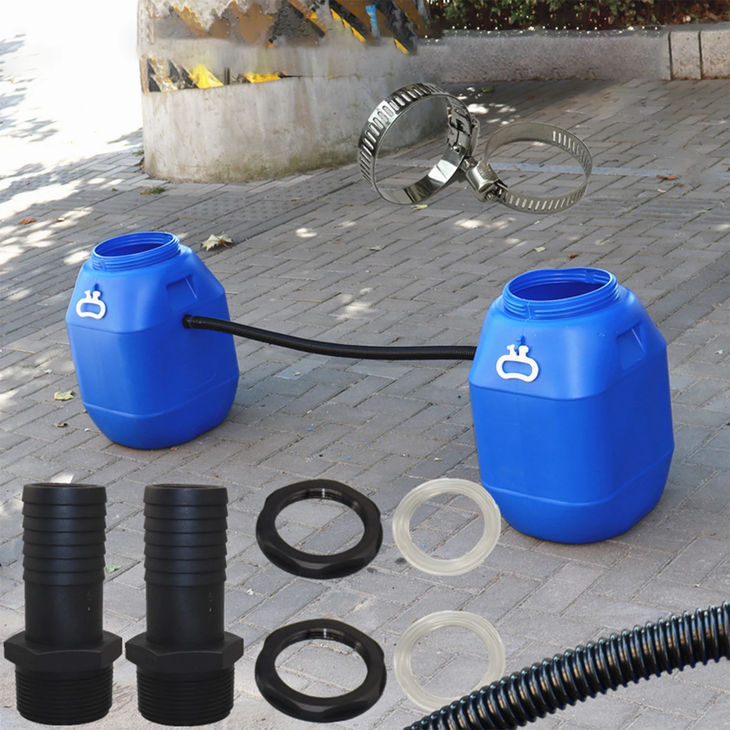 Bucket Connection Hose With 2 Hose Nozzles Rainwater Diverter Pipe Extension Kit Garden Rain Collector Docking Kit 9pcs/set