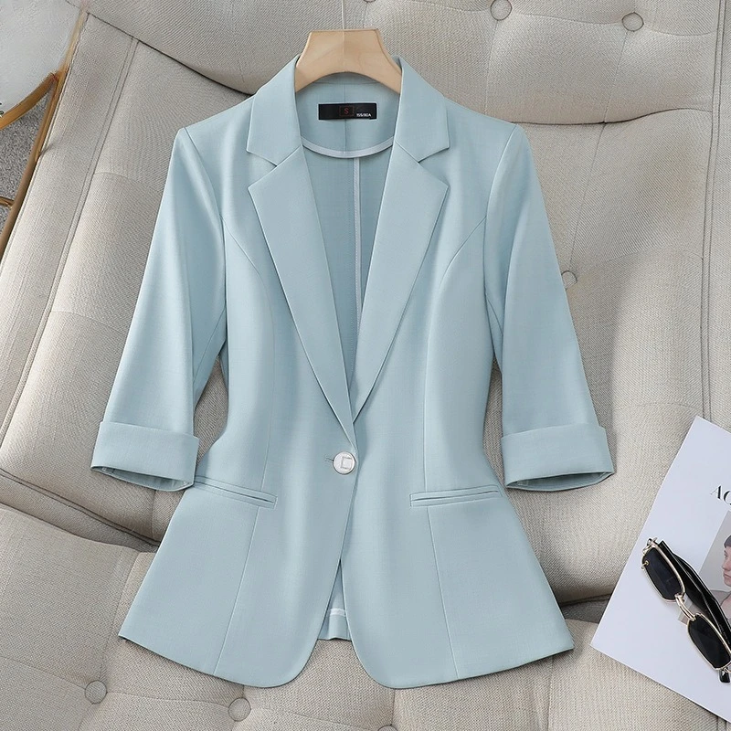 

Spring Summer Women Blazer New Korean Office Suit Jacket Ladies Business Work Wear Formal Coat Female Casual Tops Outerwear